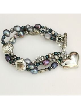Peacock Grey freshwater pearl Bracelet 🆕